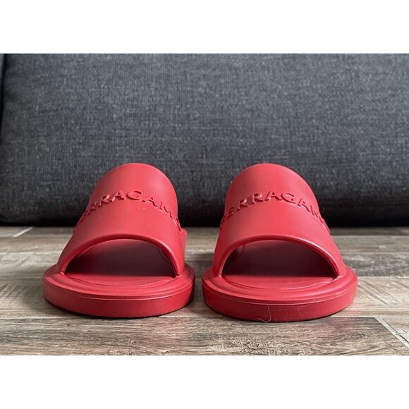 $995 NIB Ferragamo Mens Giuneva Logo Red Embossed Slides US Size 12 E main image 8